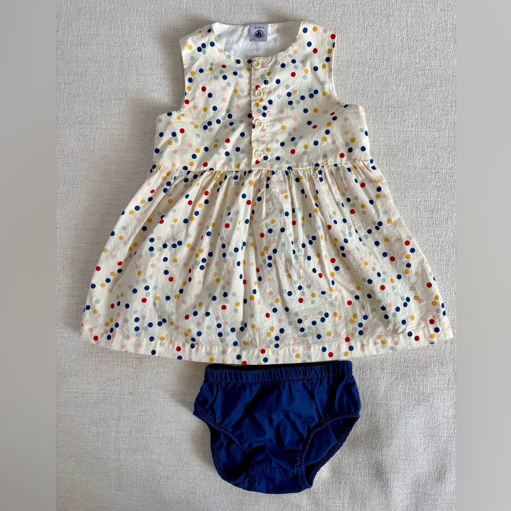 Petit Bateau Polka Dot Cotton Dress 18 Months